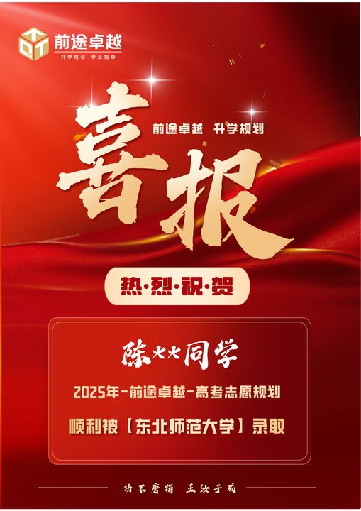 前途卓越2025届高考录取喜报