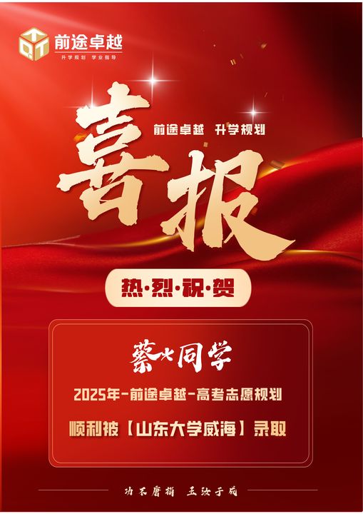 前途卓越2025届高考录取喜报