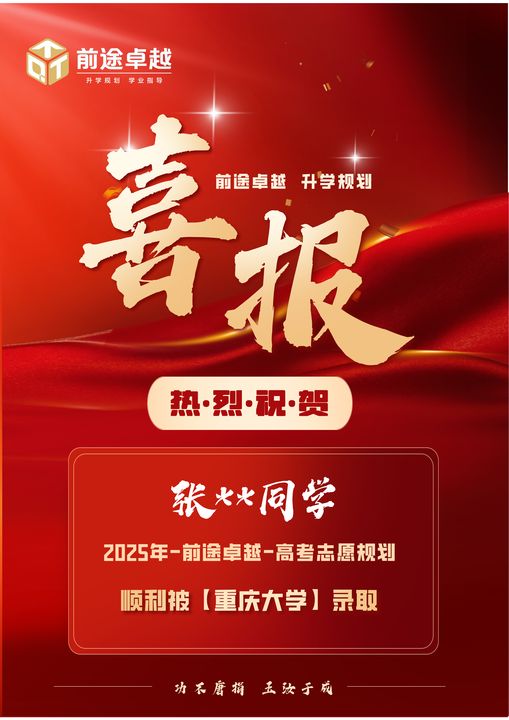 前途卓越2025届高考录取喜报