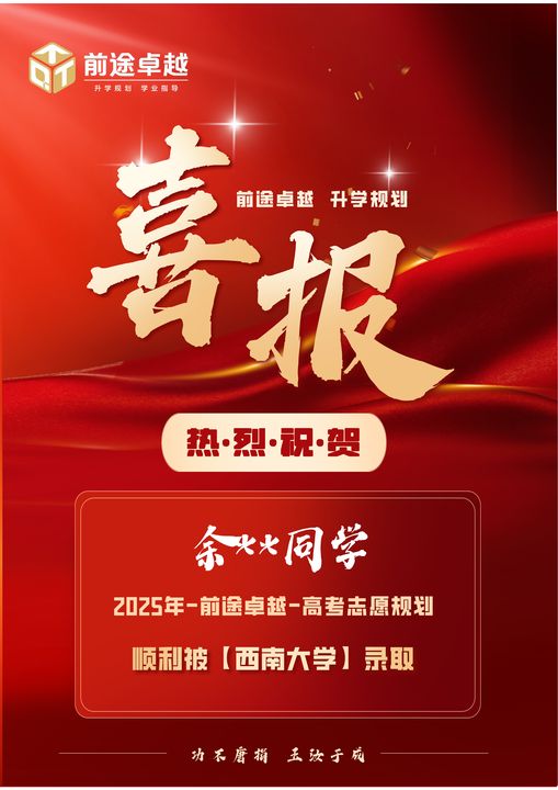 前途卓越2025届高考录取喜报
