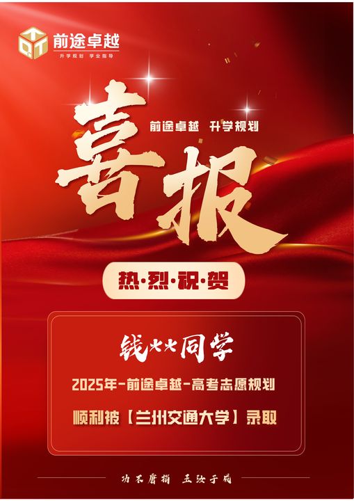 前途卓越2025届高考录取喜报