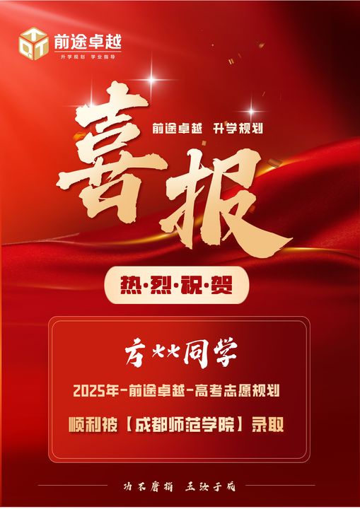前途卓越2025届高考录取喜报